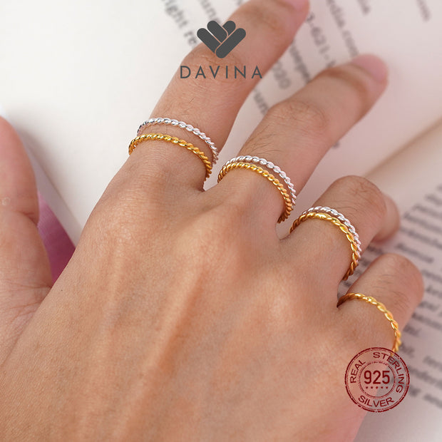 DAVINA Ladies Arsy Ring Gold Color Sterling Silver 925