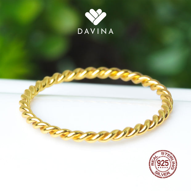 DAVINA Ladies Arsy Ring Gold Color Sterling Silver 925