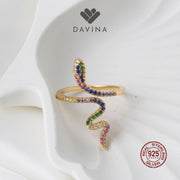 DAVINA Ladies Snackie Ring Gold Color Sterling Silver 925