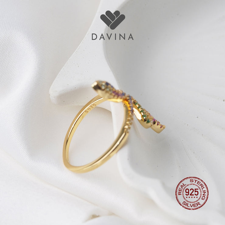 DAVINA Ladies Snackie Ring Gold Color Sterling Silver 925