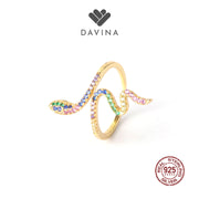 DAVINA Ladies Snackie Ring Gold Color Sterling Silver 925