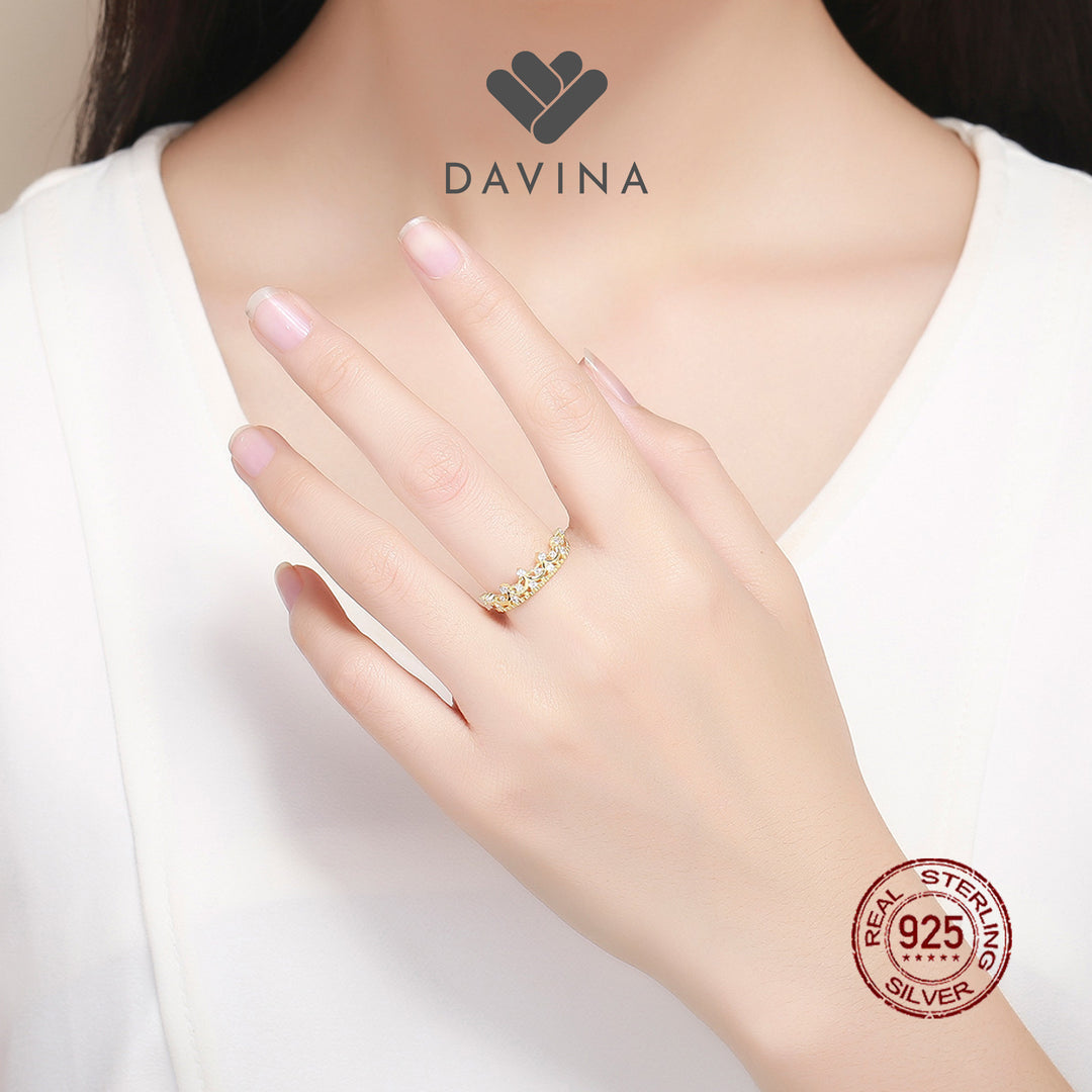 DAVINA Ladies Reina Ring Gold Color Sterling Silver 925