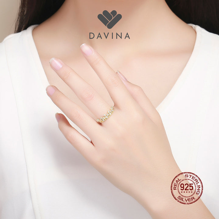 DAVINA Ladies Reina Ring Gold Color Sterling Silver 925