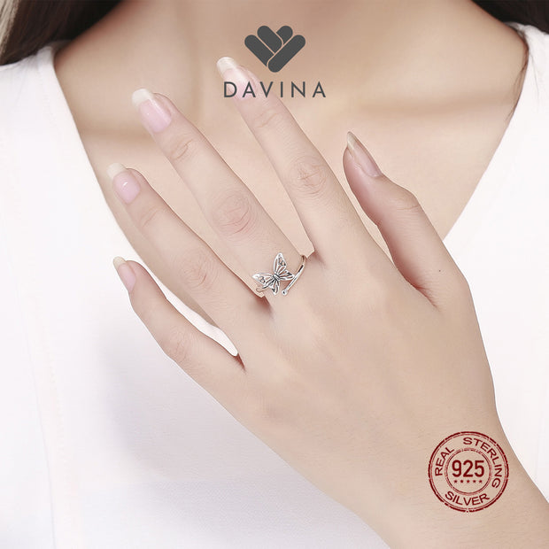 DAVINA Ladies Butterfly Ring Sterling Silver 925