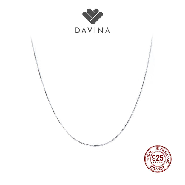 DAVINA Ladies Box Chain Necklace Sterling Silver 925