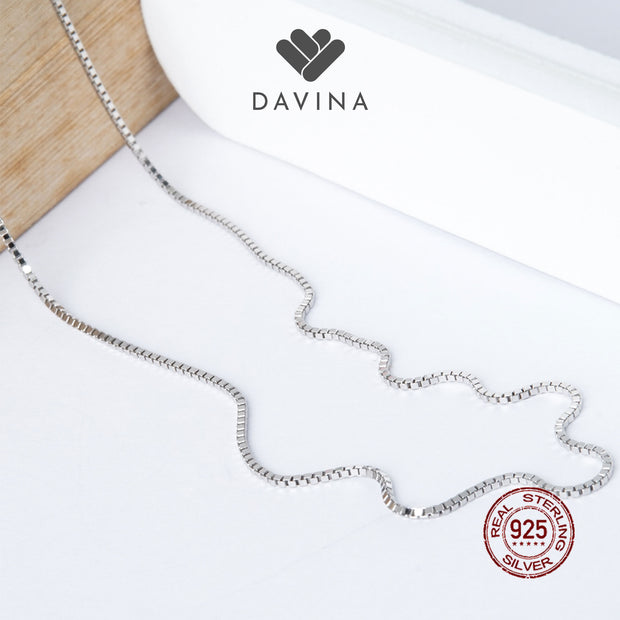 DAVINA Ladies Box Chain Necklace Sterling Silver 925