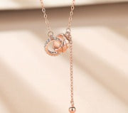 DAVINA Ladies Helene Necklace Rose Gold Color Sterling Silver 925