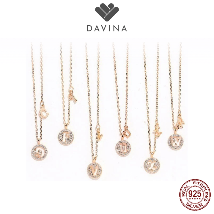 DAVINA Ladies Alphabet Necklace Rose Gold Color Sterling Silver 925