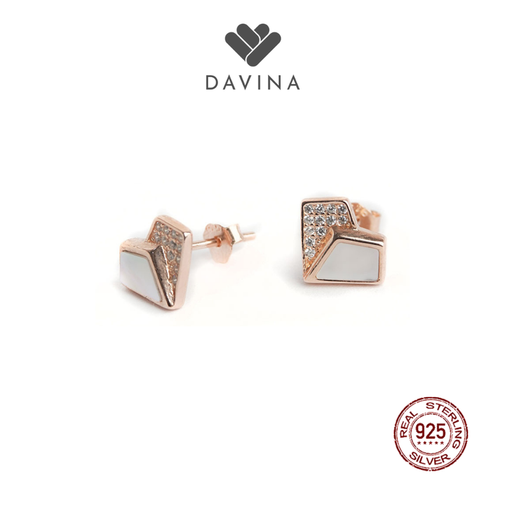 DAVINA Ladies Lovela White Earrings  Rose Gold Color Sterling Silver 925
