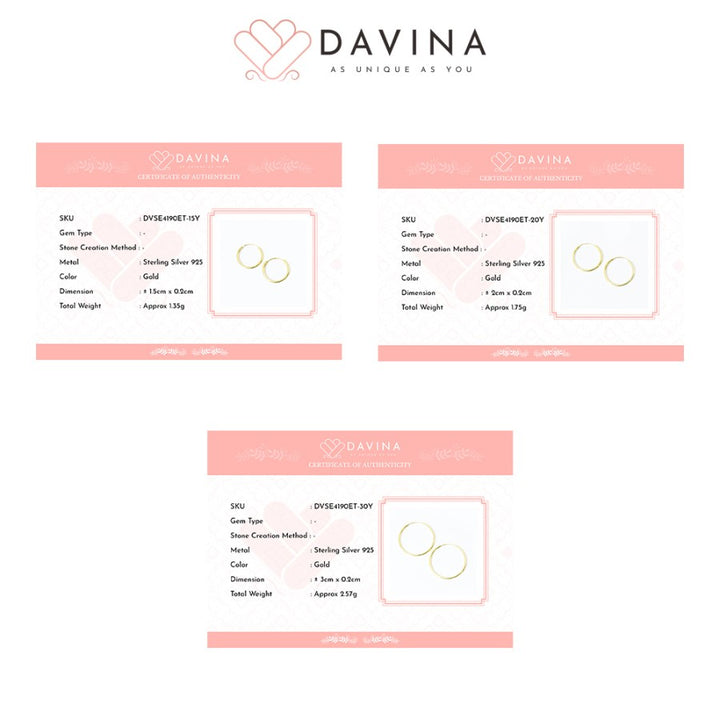 DAVINA Ladies Aqilla Earrings Gold Color Sterling Silver 925