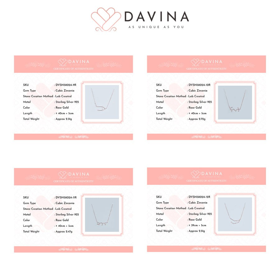 DAVINA Ladies Zodiac Necklace Rose Gold Color Sterling Silver 925