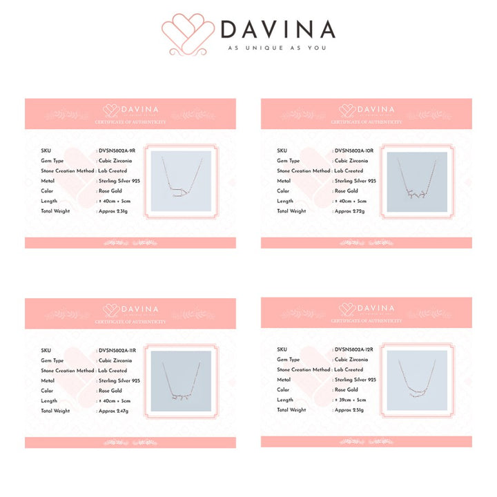 DAVINA Ladies Zodiac Necklace Rose Gold Color Sterling Silver 925