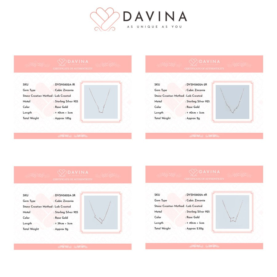 DAVINA Ladies Zodiac Necklace Rose Gold Color Sterling Silver 925