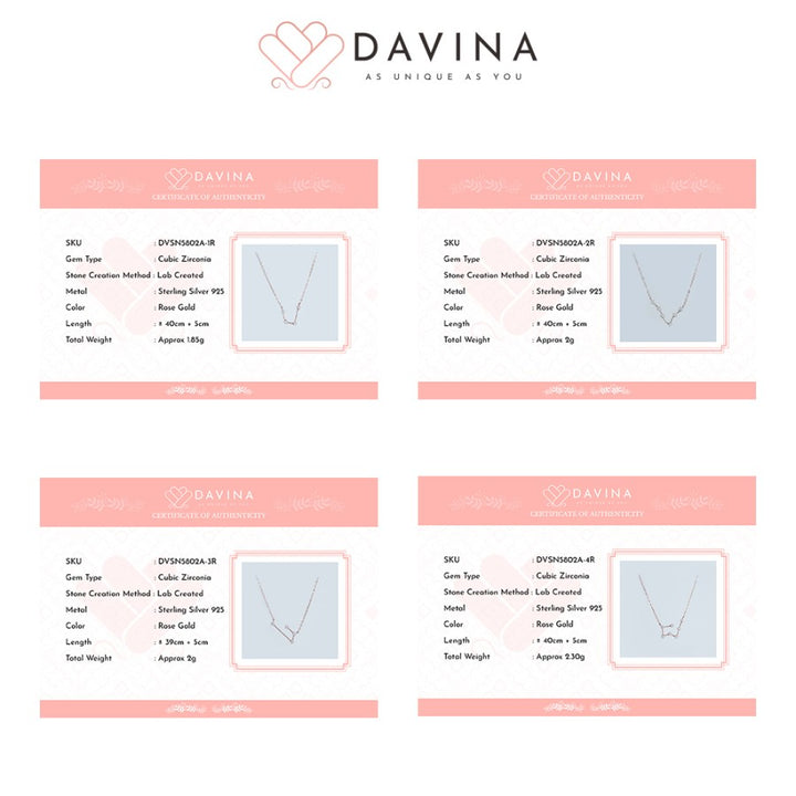 DAVINA Ladies Zodiac Necklace Rose Gold Color Sterling Silver 925