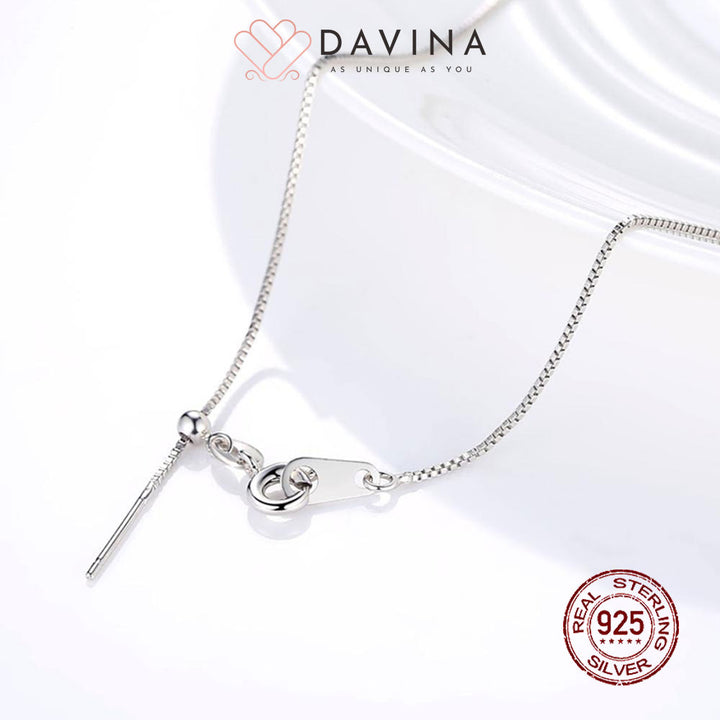 DAVINA Ladies Box Chain Adjustable Necklace Sterling Silver 925