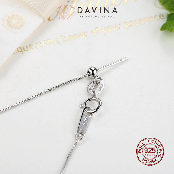 DAVINA Ladies Box Chain Adjustable Necklace Sterling Silver 925
