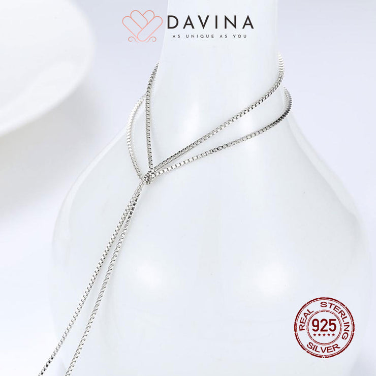 DAVINA Ladies Box Chain Adjustable Necklace Sterling Silver 925