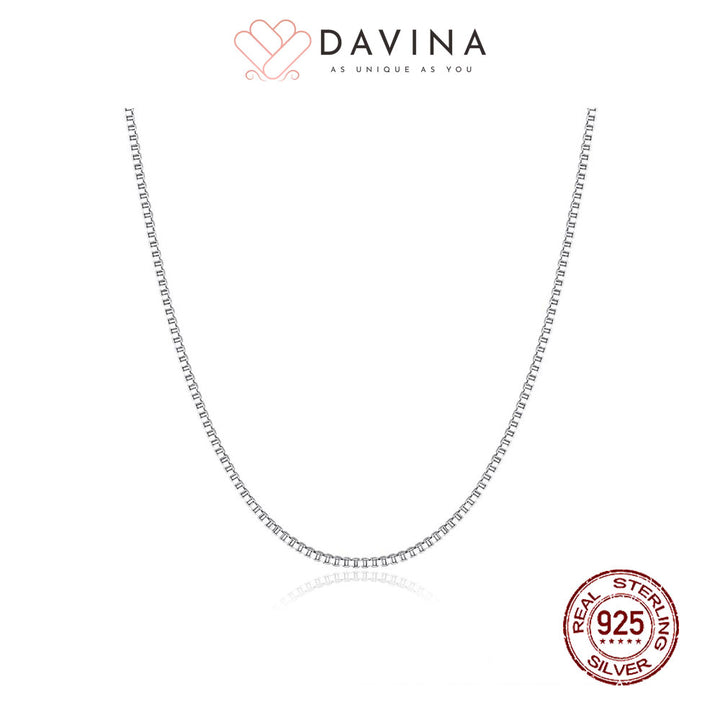 DAVINA Ladies Box Chain Adjustable Necklace Sterling Silver 925