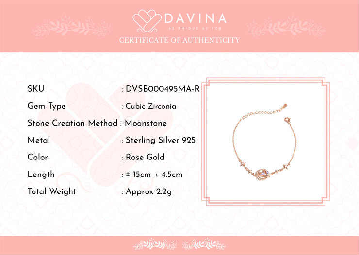 DAVINA Ladies Moonlight Bracelet Rose Gold Plated Sterling Silver 925