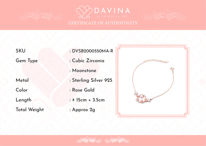 DAVINA Ladies Coco Bracelet Rose Gold Plated Sterling Silver 925