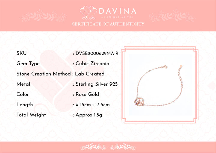 DAVINA Ladies Renita Bracelet Rose Gold Color Sterling Silver 925