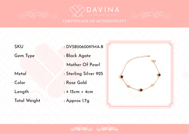DAVINA Ladies Jenneth Black Bracelet Rose Gold Color S925
