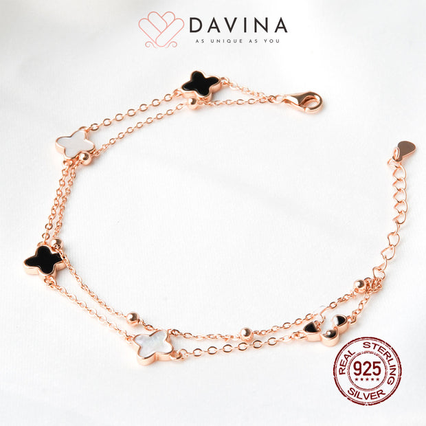 DAVINA Ladies Kayne Black Bracelet Rose Gold Color S925