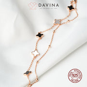 DAVINA Ladies Kayne Black Bracelet Rose Gold Plated Sterling Silver 925