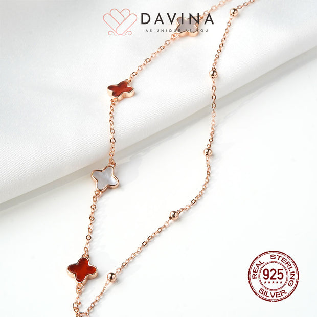 DAVINA Ladies Kayne Red Bracelet Rose Gold Color S925