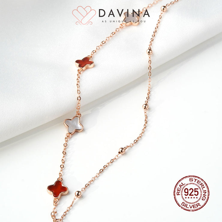 DAVINA Ladies Kayne Red Bracelet Rose Gold Color Sterling Silver 925