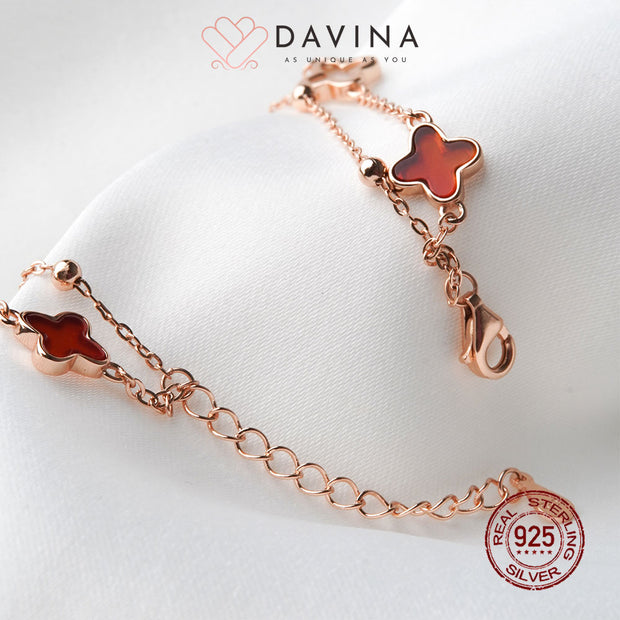 DAVINA Ladies Kayne Red Bracelet Rose Gold Color Sterling Silver 925