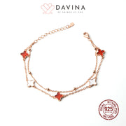 DAVINA Ladies Kayne Red Bracelet Rose Gold Color Sterling Silver 925