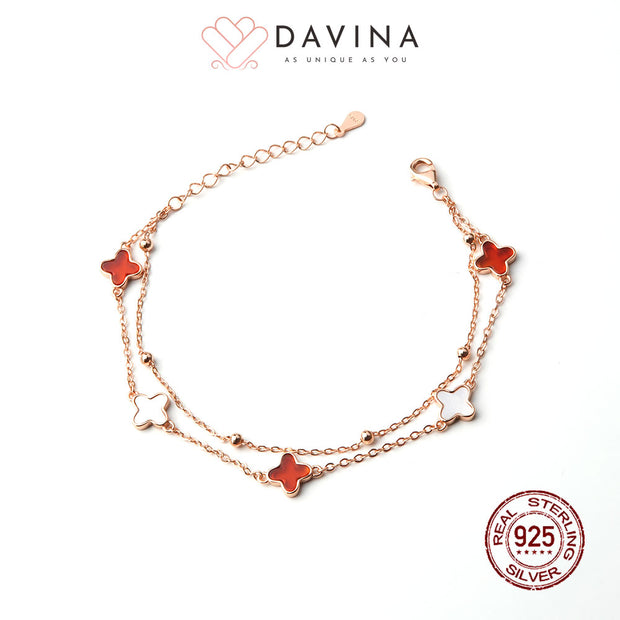 DAVINA Ladies Kayne Red Bracelet Rose Gold Color S925