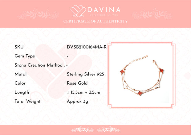 DAVINA Ladies Kayne Red Bracelet Rose Gold Color S925