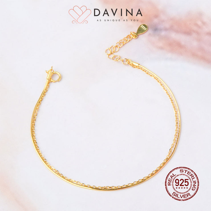 DAVINA Ladies Alesya Bracelet Gold Color Sterling Silver 925