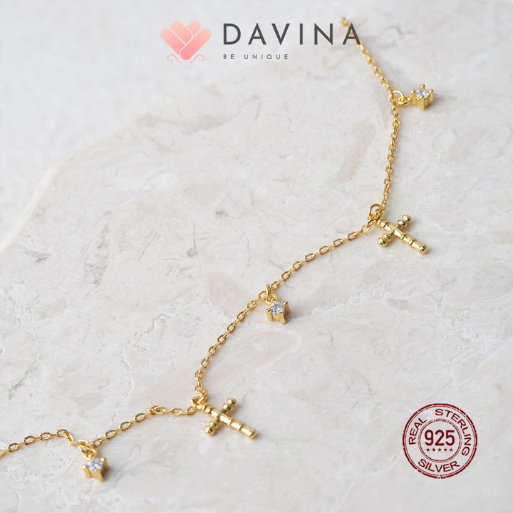 DAVINA Ladies Christ Bracelet Gold Color Sterling Silver 925