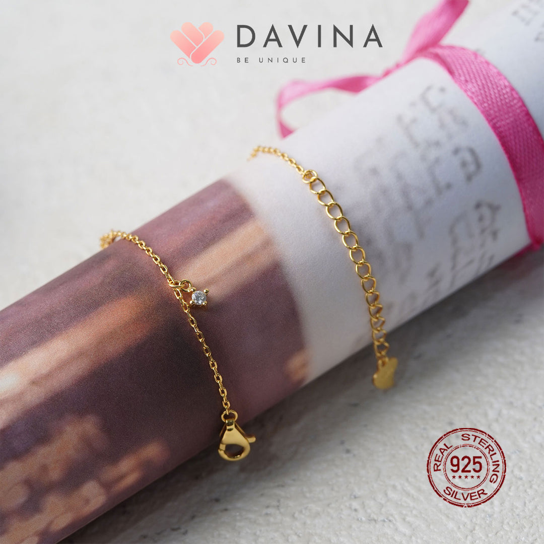 DAVINA Ladies Christ Bracelet Gold Color Sterling Silver 925