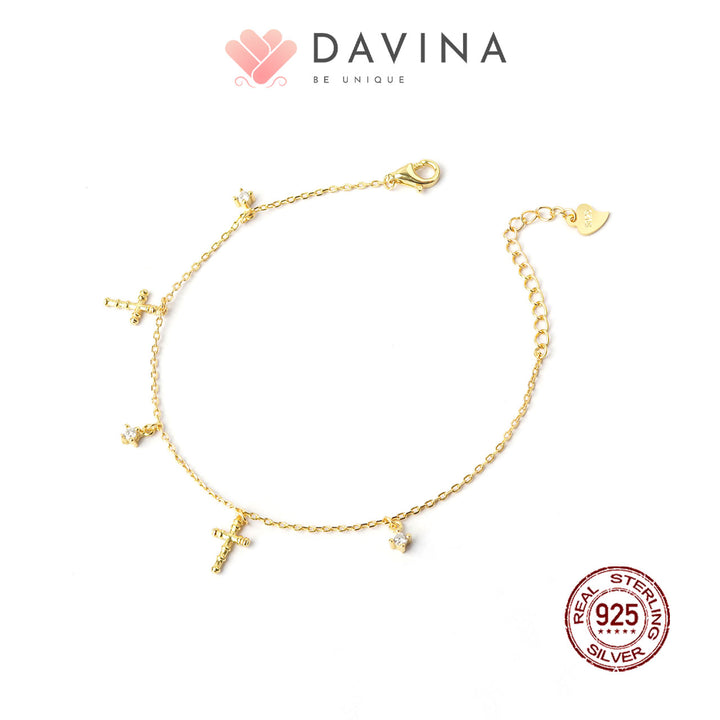 DAVINA Ladies Christ Bracelet Gold Color Sterling Silver 925