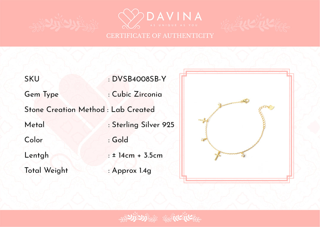 DAVINA Ladies Christ Bracelet Gold Color Sterling Silver 925