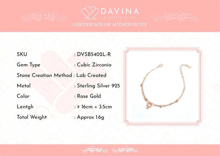 DAVINA Ladies Khloe Bracelet Rose Gold Plated Sterling Silver 925