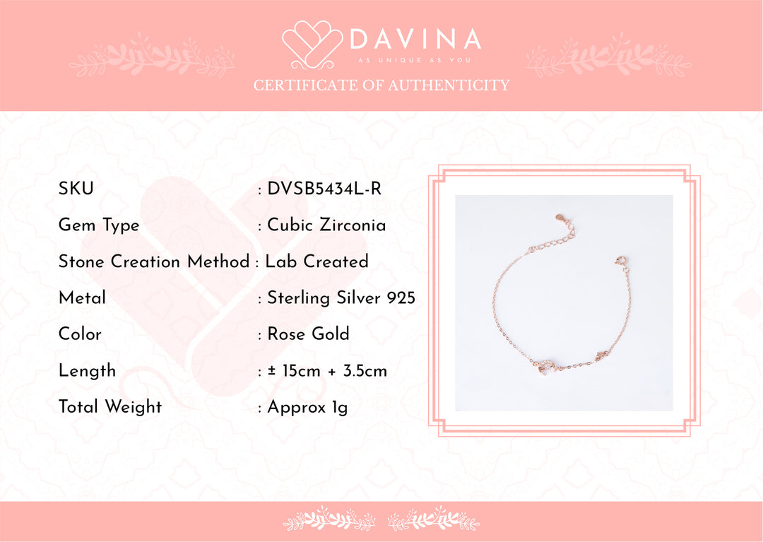 DAVINA Ladies Ariella Bracelet Rose Gold Plated Sterling Silver 925