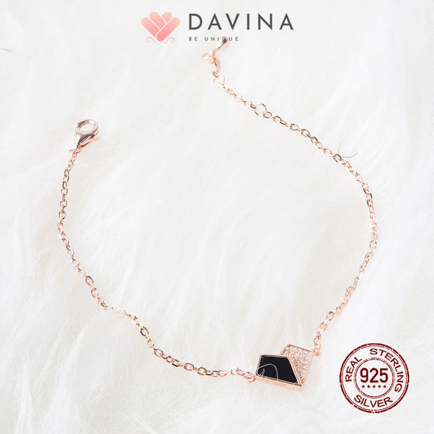 DAVINA Ladies Lovela Black Bracelet Rose Gold Color S925