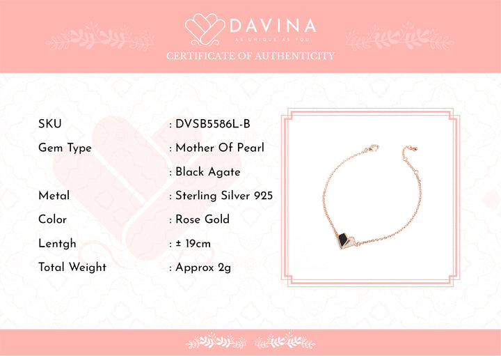 DAVINA Ladies Lovela Black Bracelet Rose Gold Color Sterling Silver 925
