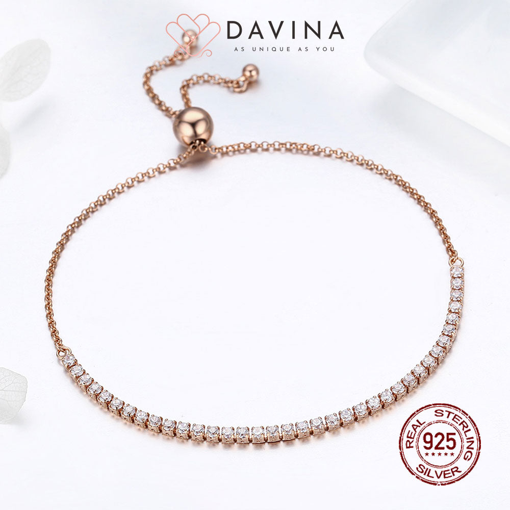 DAVINA Ladies Sophie Bracelet Rose Gold Color Sterling Silver 925