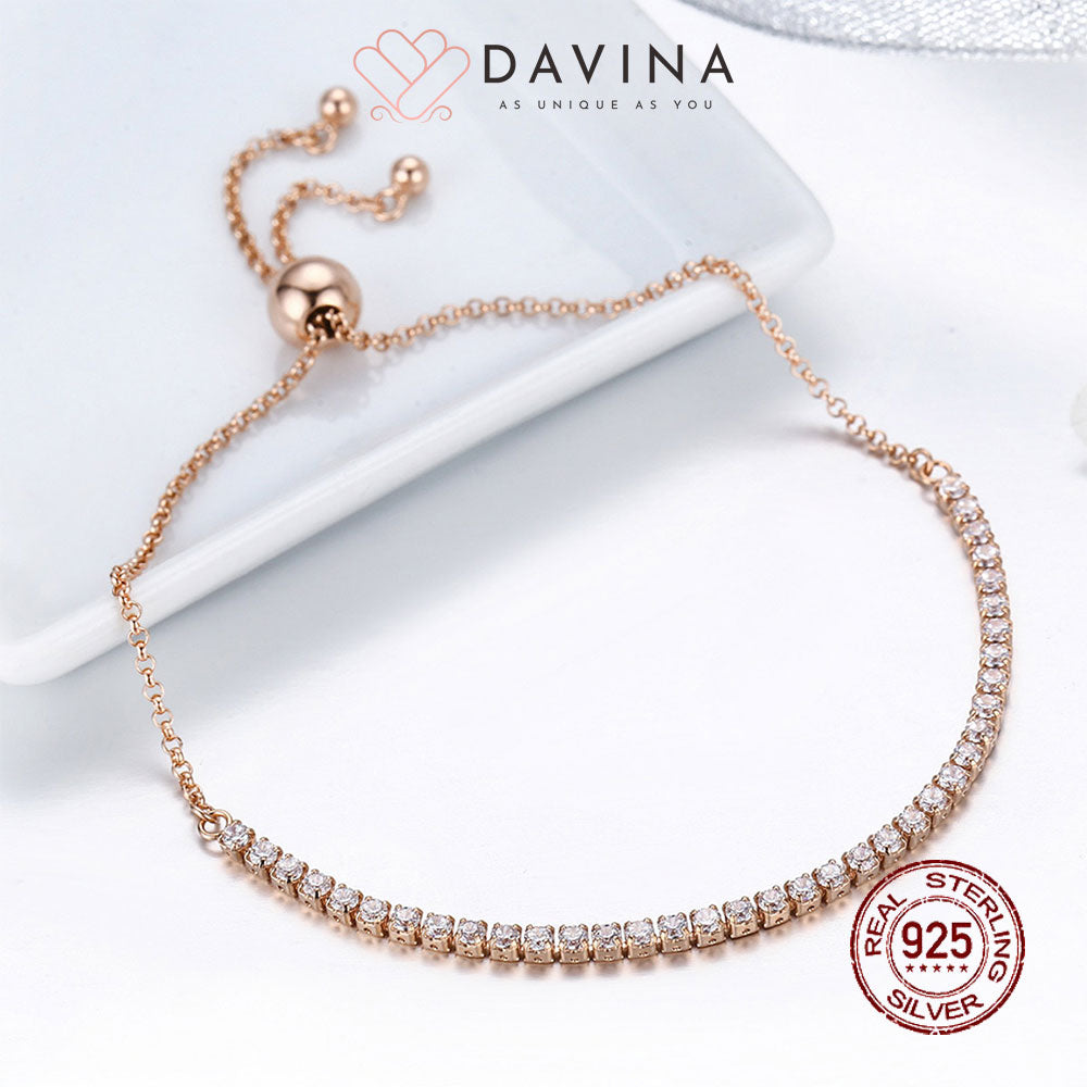 DAVINA Ladies Sophie Bracelet Rose Gold Color Sterling Silver 925
