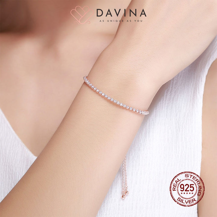 DAVINA Ladies Sophie Bracelet Rose Gold Color Sterling Silver 925