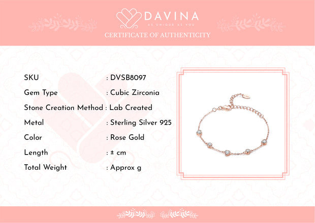 DAVINA Ladies Sienna Bracelet Rose Gold Color Sterling Silver 925