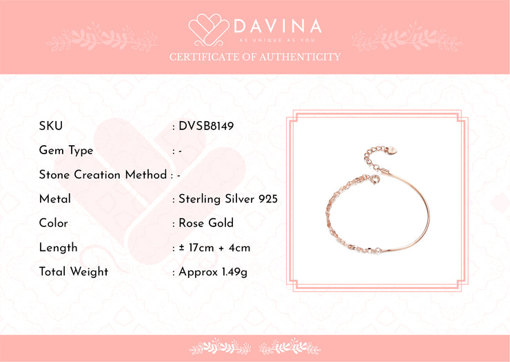 DAVINA Ladies Carissa Bracelet Rose Gold Color Sterling Silver 925