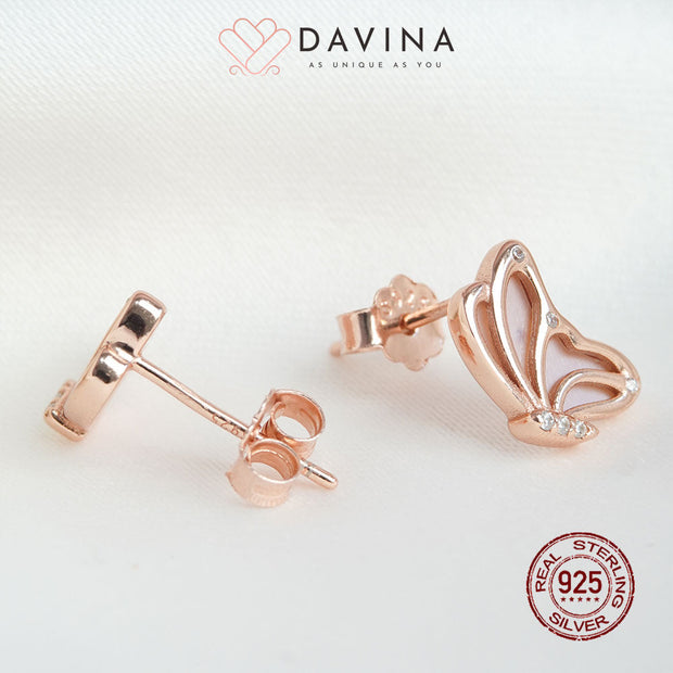 DAVINA Ladies Charlotte Earrings Rose Gold Color Sterling Silver 925