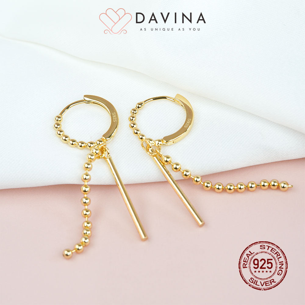 DAVINA Ladies Tashy Earrings Gold Color Sterling Silver 925